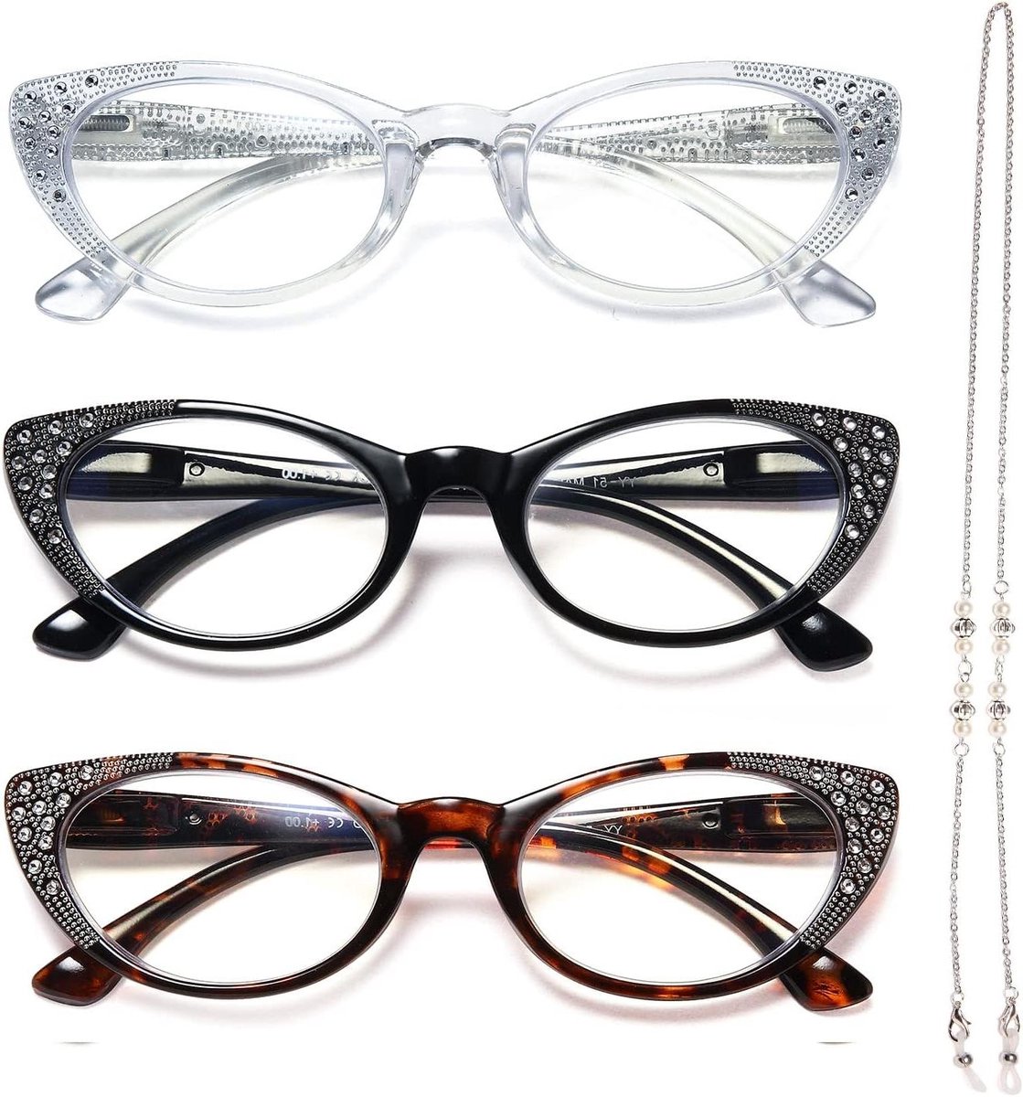 Leesbril Dames - Leesbrillen Set - Bescherming Ogen - Anti Blauw Licht - 3 Pack - Niet gespecificeerd