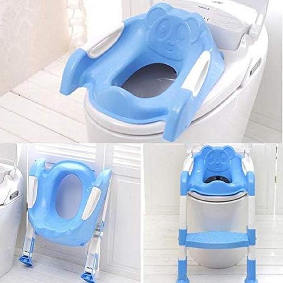 Kindertoilet Potty Trainer - Zindelijkheidstrainer - Baby Zindelijk Maken - Met Laddertje - Tot 50 kg - Blauw