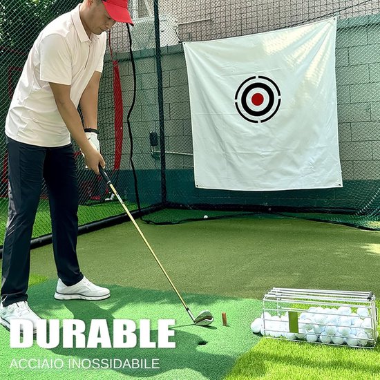 Ballenhouder - Ballenmand - Golf training - Intelligent drukmechanisme - 140 ballen capaciteit - Zilver — afbeelding 3