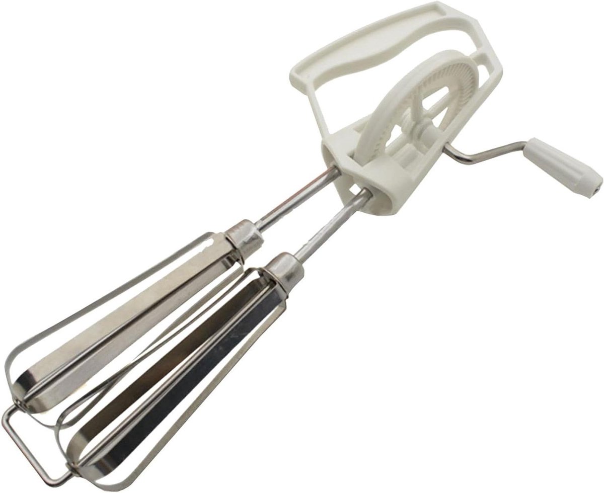 Handklopper - Eierklopper - Beslag Maken - Dubbele Mengkoppen - 25 cm - Wit
