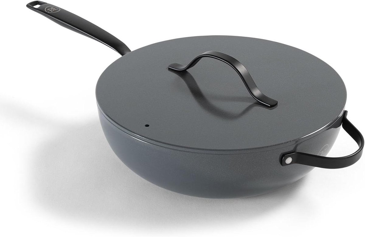 Wok pan - Koekenpan - Gezond Koken - Keramische antiaanbaklaag - Ø 30 cm - Grijs