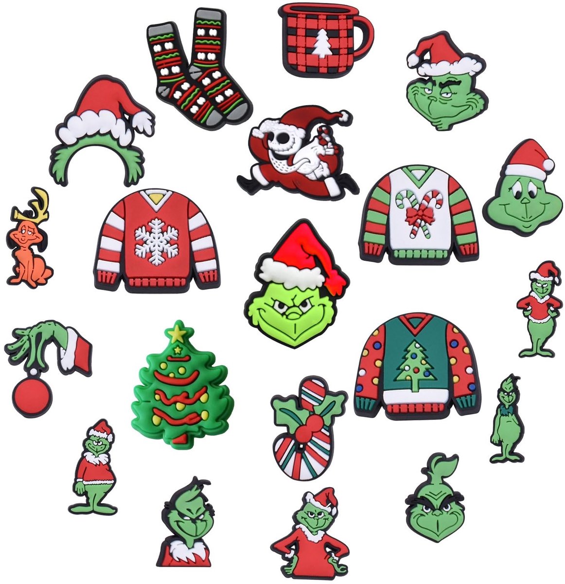 SPHProducts - Kerst Themed Shoe Charms - 20 Stuks - Leuke Silicone Schoenaccessoires - Voor Crocs en Slippers - Handige en feestelijke accessoires - Vo...