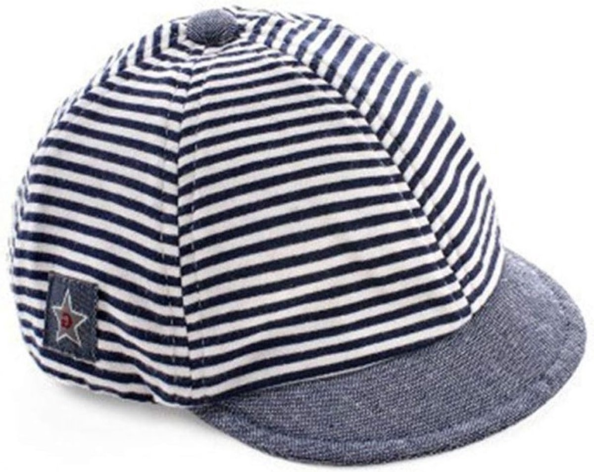 Gestreepte Baby Baseball Cap van Katoen met Zachte Rand - Zonnebescherming Hoed voor Pasgeborenen 3-12 Maanden, Ideaal voor Lente en Zomer, Verstelbare Snapback met UV Bescherming