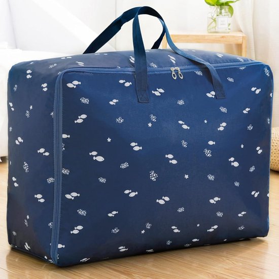 Donsdeken Opbergtas - Dekbed Organizer - Huis Opruimen - Versterkte Constructie - 55x33x20cm - Marineblauw — afbeelding 4
