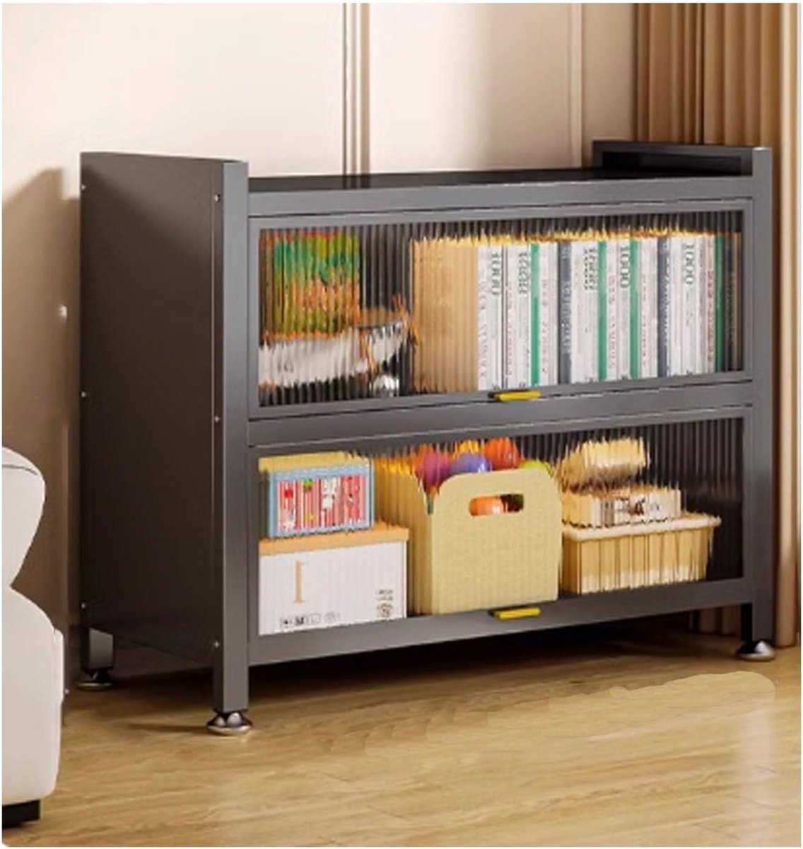 Hangende vitrinekast - Glazen displaykast - Collecties tonen - Opklapbare deuren - 81 x 60 cm - Zwart