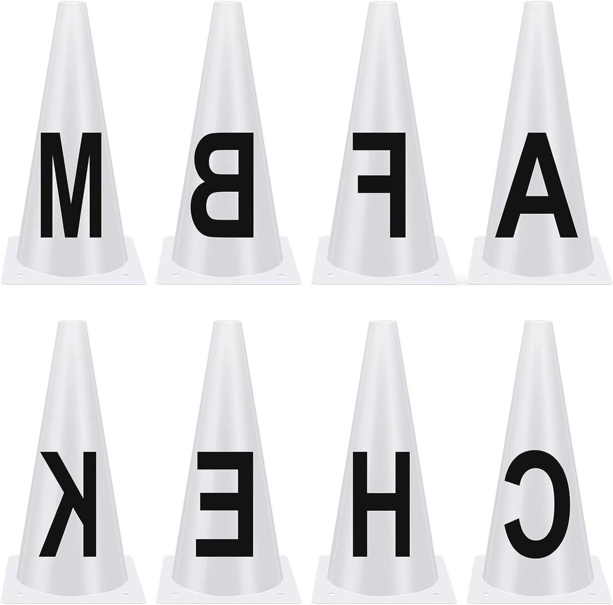 Dressuurletters Kegels - Sporttraining Markeringen - Paardrijden Oefenen - Stevig PVC Ontwerp - 8 Stuks 16cm Hoog - Wit