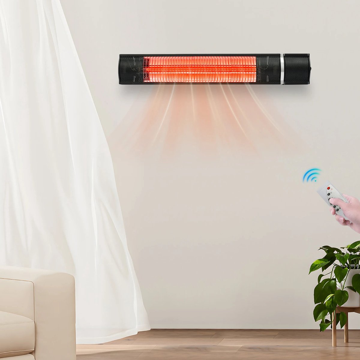 CYRO - Infrarood Heater - Infrarood Kachel - Infrarood Verwarming - met Afstandsbediening en Statief - 3 Niveaus Vermogen - Zwart – foto 2