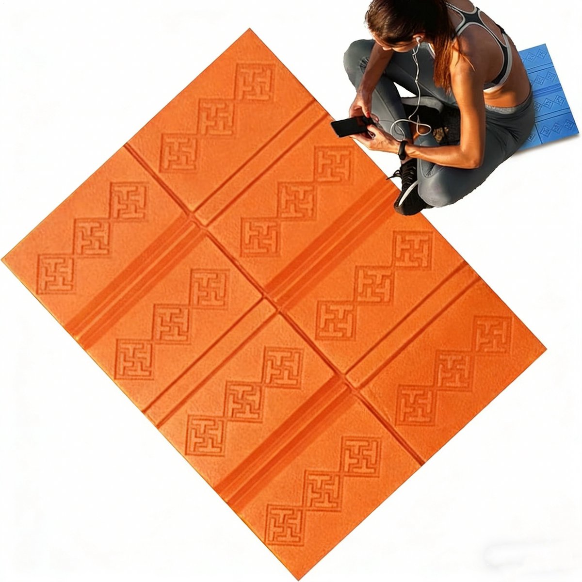 Opvouwbaar Oranje Zittingkussen – Waterdicht Schuimkussen – Voor Sport, Strand, Kamperen & Buitenactiviteiten – 36.5x27.5x0.8cm