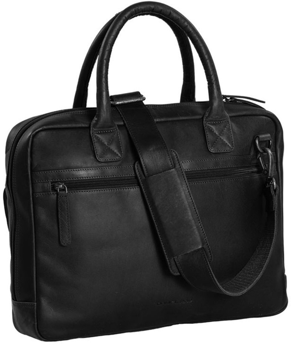 Daniel Ray Salem Leren Laptoptas 14 inch - Zwart