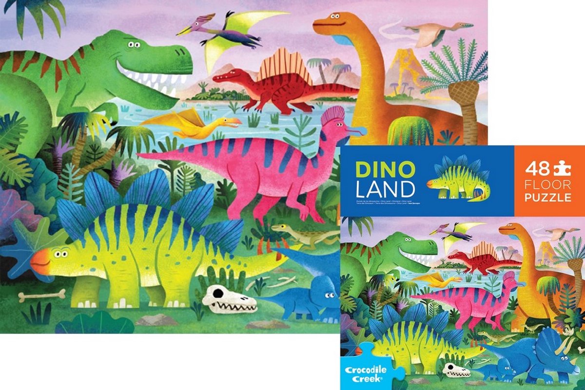 Crocodile Creek puzzel dinosauruswereld 48 stukjes maxi kinderpuzzel.