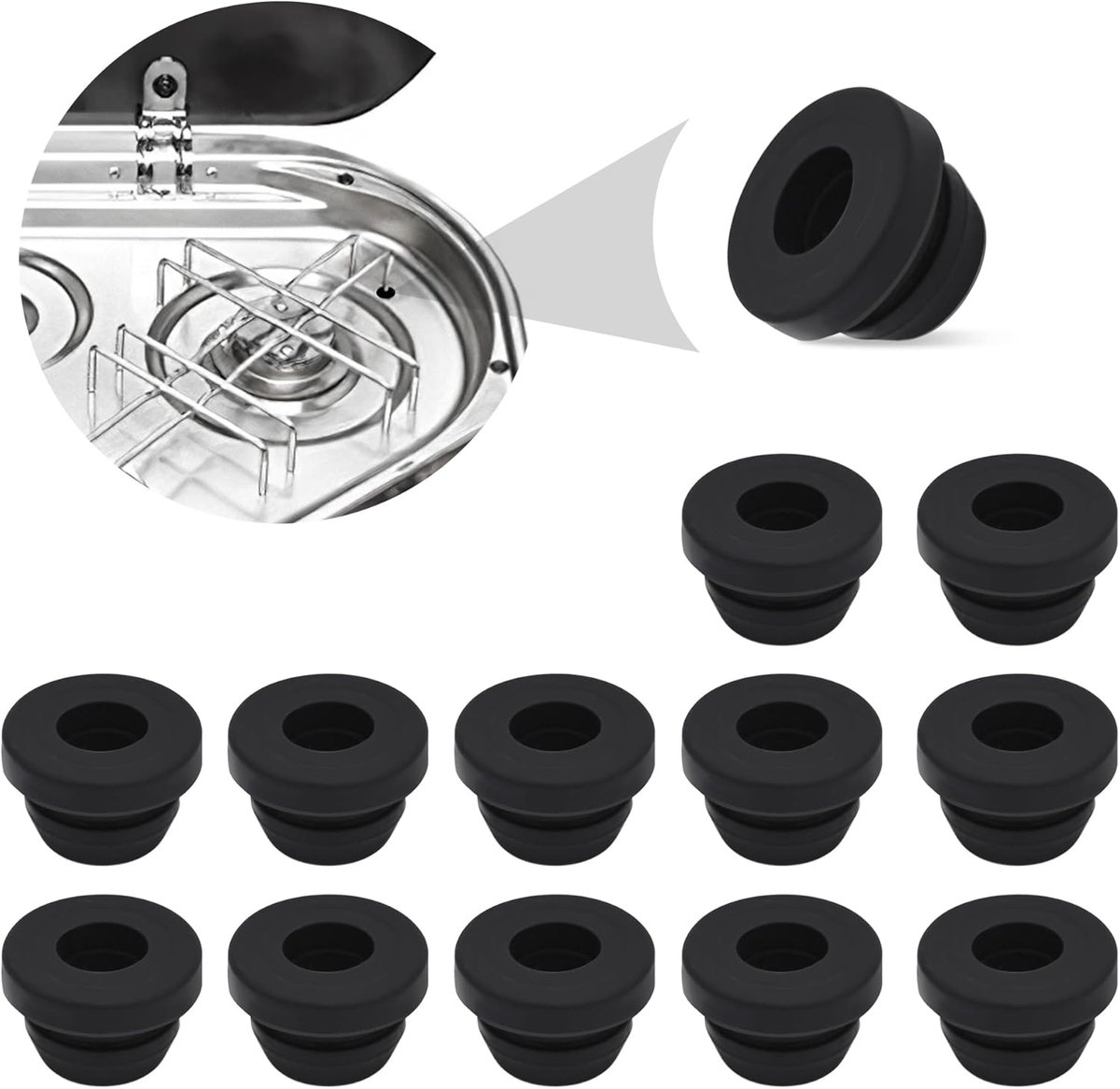 Rubberen Doorvoergeleiders - Potdragers - Camper Kookplaat - Set van 12 stuks - 5 mm - Donker