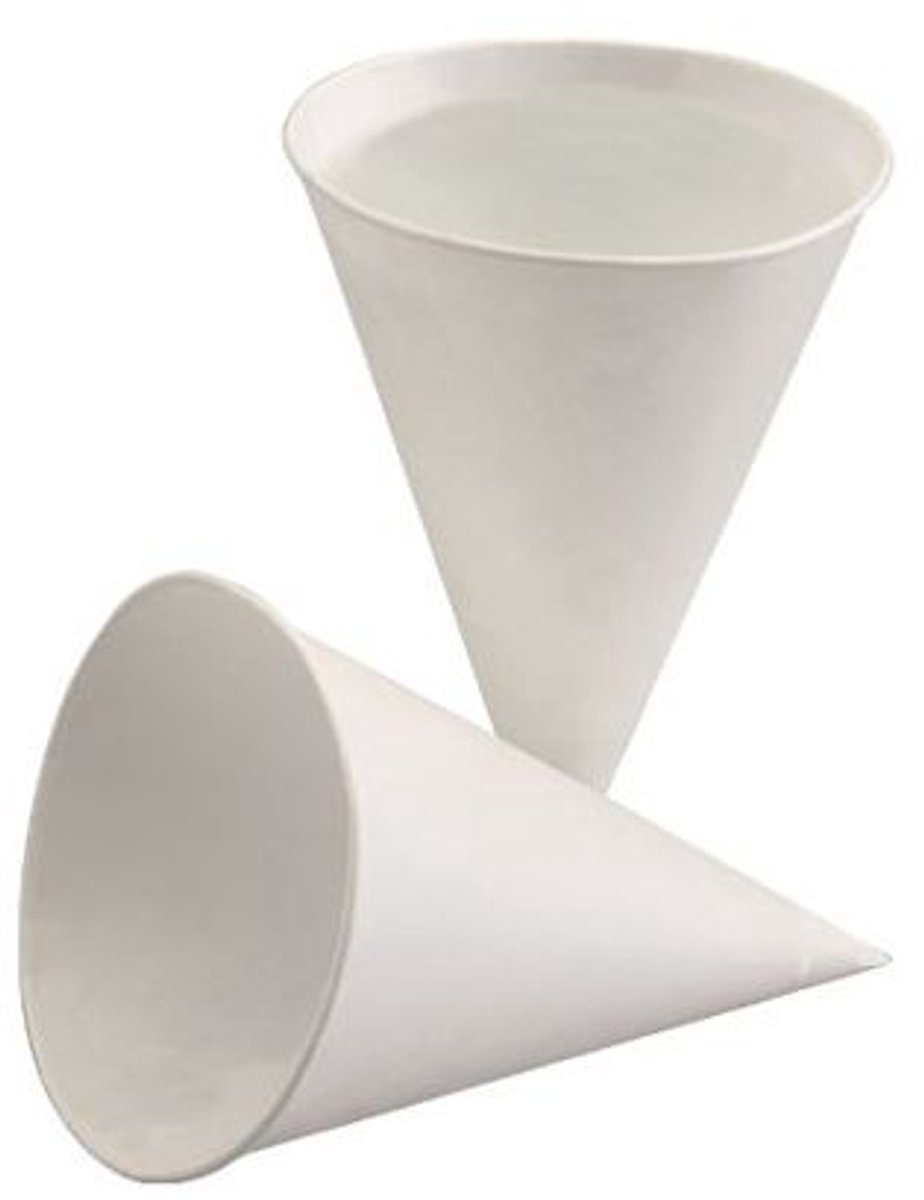 25x 200 Puntbekers suikerriet-papier 100 ml Ø 7 cm · 95 cm wit Palmwas – Coating