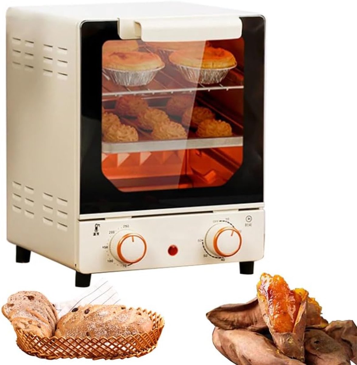 Huishoudelijke Bakoven - Mini Oven Keuken - Brood Taart Bakken - Verticale Drielaagse Ruimte - 15 Liter Capaciteit