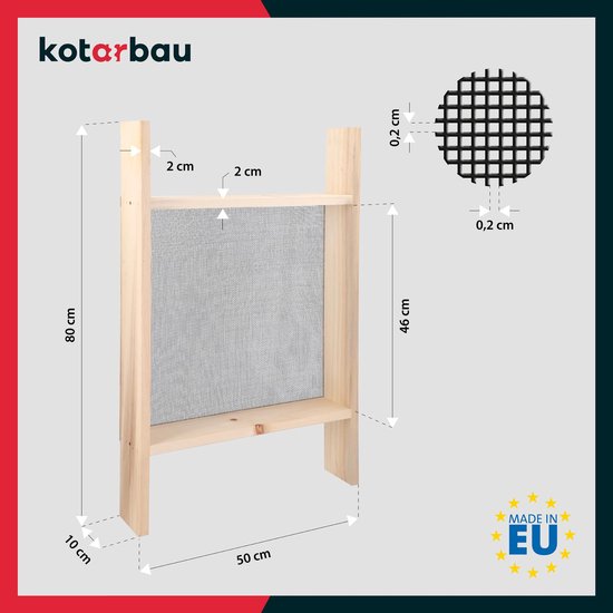KOTARBAU® Grondzeef, Bouwzeef, 2 x 2 mm, Staal + Hout, 80x50 cm, Zandzeef, Zwart Natuurlijk, Tuinzeef, Grote Grondzeef, Compostzeef, voor Aarde en Stenen van Merkloos	 — afbeelding 3