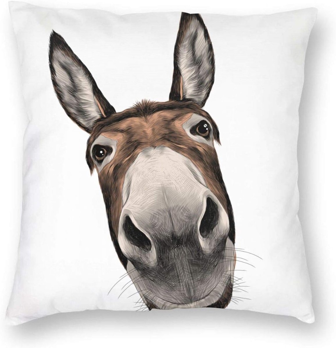 Decoratieve Kussenhoes - Sierkussenhoes Vierkant - Woonkamer Decoratie - Verborgen Ritssluiting - 45 x 45 cm - Boerderij Ezel