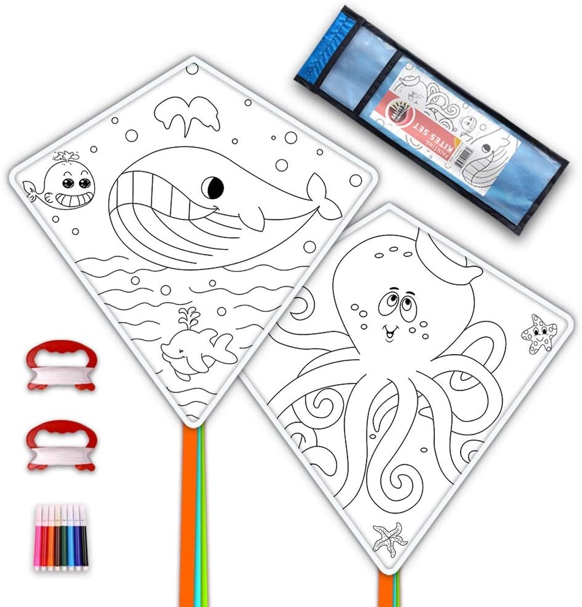 Vlieger Knutselset - Decoratie Pakket - Kinderfeestjes Buiten - 2 Stuks Klaar voor Kleuren - 70 x 60 cm - Wit