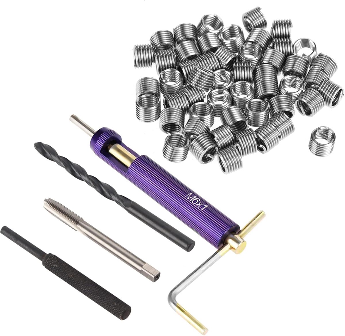 50 Stuks Roestvrij Staal Helicoil 55466 - M6x1 Metrische Reparatieset voor Grove Draad .