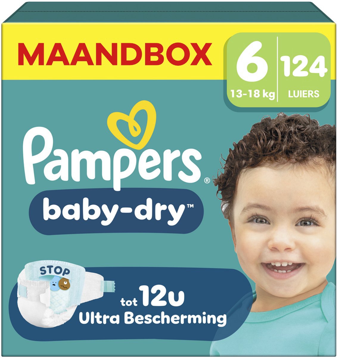 Bol.com Pampers Baby-Dry Luiers - Maat 6 (13+ kg) - 124 stuks - Maandbox aanbieding