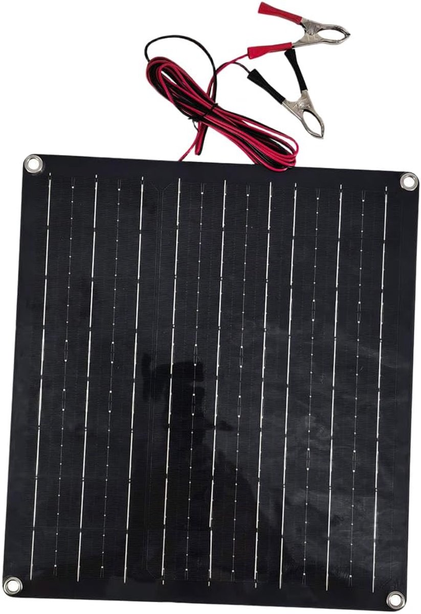 Zonnepaneel - Energieopwekker - Off-grid Stroom - Overbelastingsbeveiliging - 38 x 36 x 5 cm - Zwart