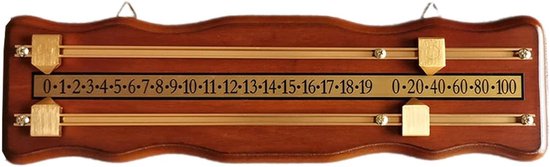 Biljart Scorebord - Sjoelbak Bewaarder - Wedstrijd Bijhouden - Gemakkelijk Af te Lezen - 45x12x1cm - Bruin