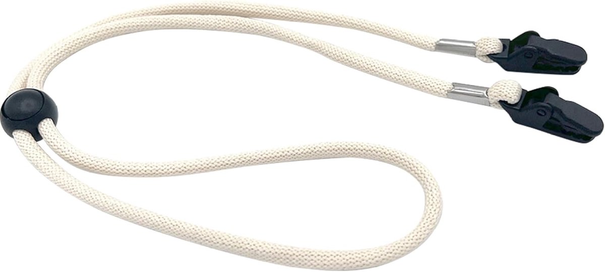Hoed Kinkoord - Kinband Hoed - Winddicht Houden - Verstelbare Clip - 40 cm Lengte - Beige Wit