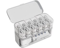Kabel organizer - Opbergdoos voor datakabels - Opbergdoos met vakjes - Oplader organizer - Kabelbox - Bureau organizer - Kantoorartikelen - Kabelmanagement - Elektronica accessoires - Sorteerdoos - Opbergbakje - transparant