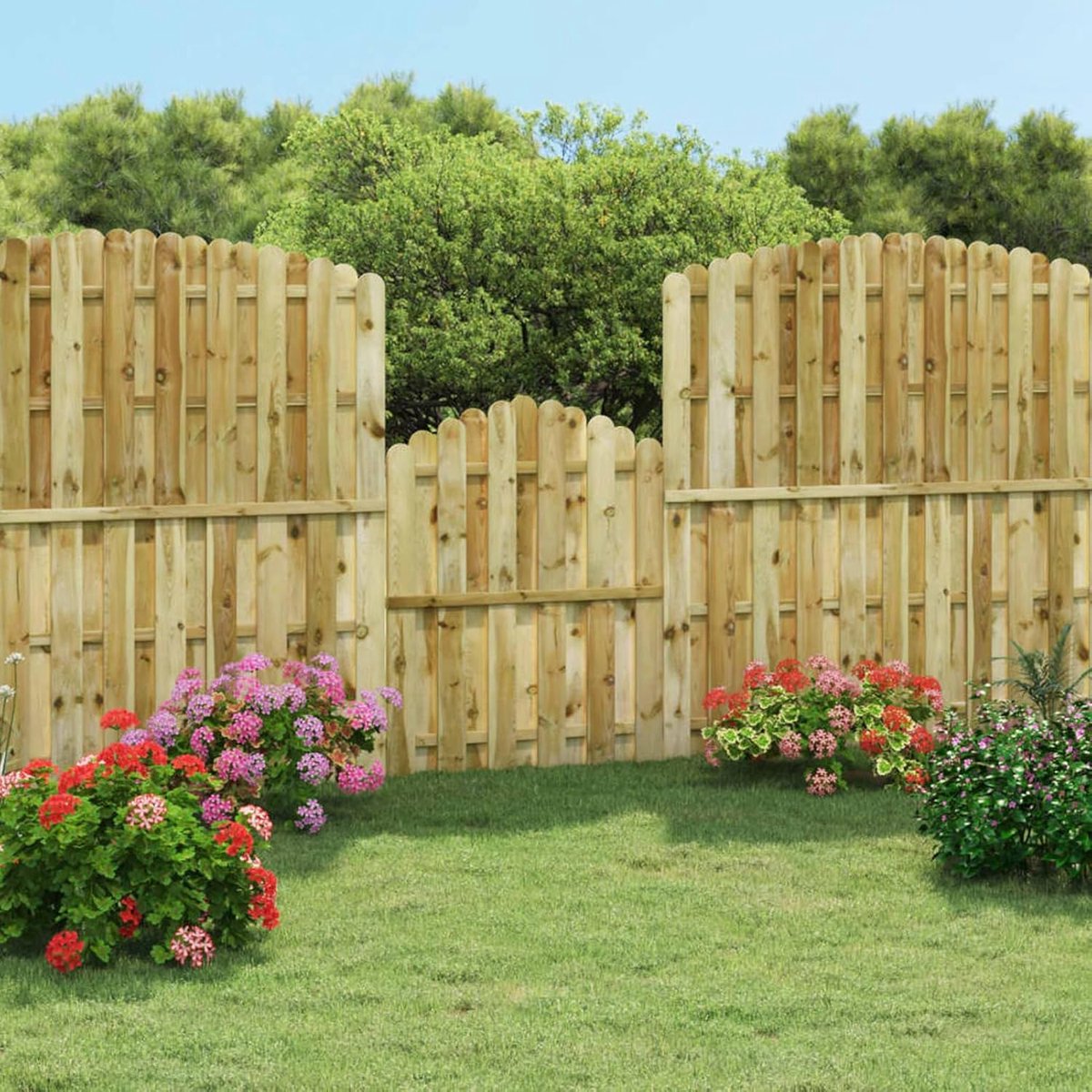 Tuinpoort Hout - Hekdeur Buiten - Tuin Toegang - Geïmpregneerd Grenenhout - 100x125 cm - G
