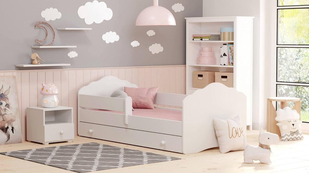 Kinderbed met Lade - Bedbank Kinderen - Veilige Slaapplek - Met Valbeveiliging - 164 x 88 x 63 cm - Wit