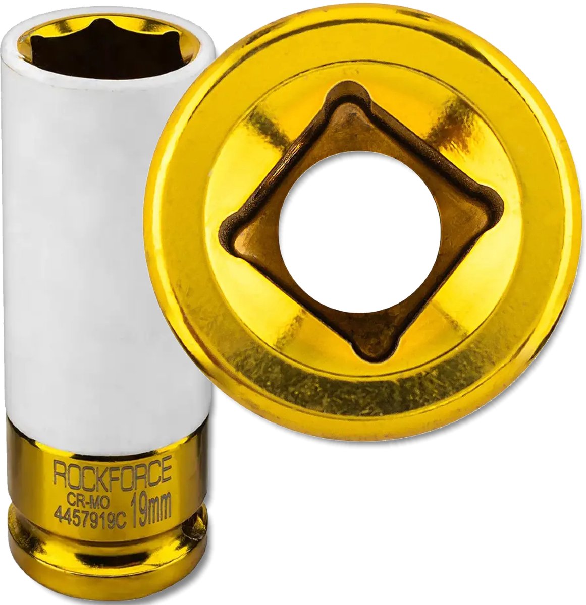 Rockforce Serie - Diepe Impact Dopsleutel - 19 mm - Beschermhuls - 1/2" Aandrijving