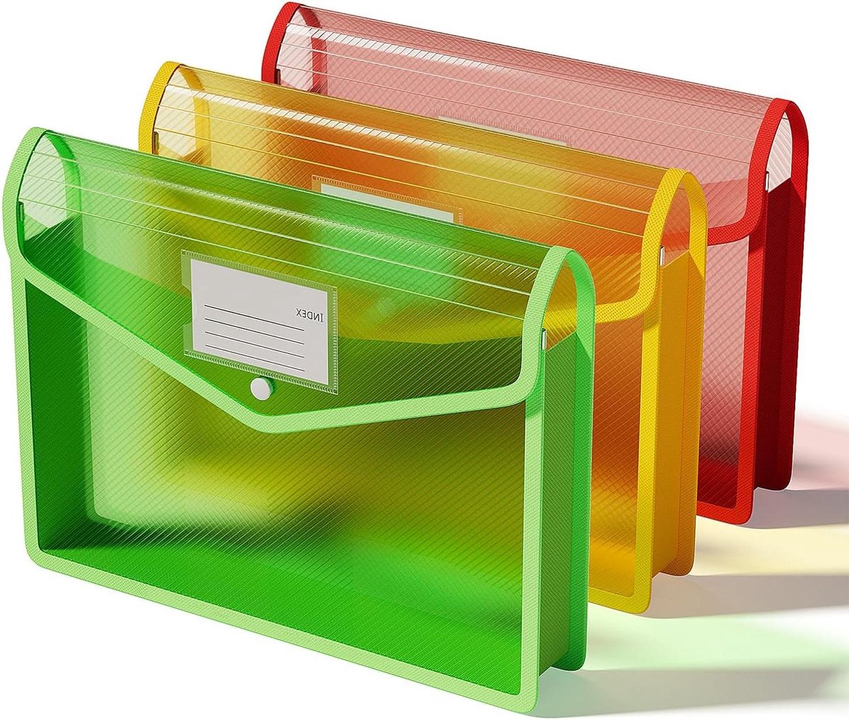 Plastic Document Folder - Transparent Envelopes - Document Storage - Snap Closure - A4 Size - Various Colours