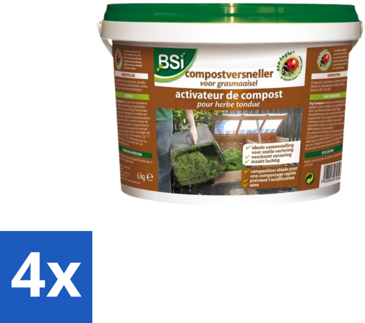 BSI – Compostversneller – Voor Grasmaaisel – 6 kg - Voordeelverpakking - 4 stuks