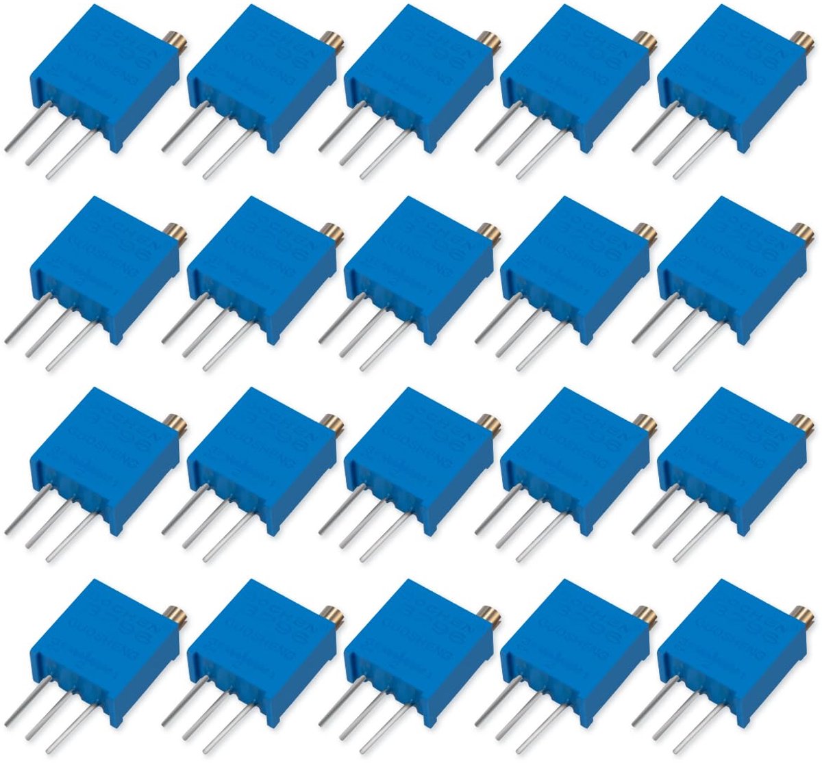 Trimmer Potentiometer Set - Verstelbare Weerstand - Elektronica Projecten - 20 Stuks Multiturn - 100 Ohm - Blauw