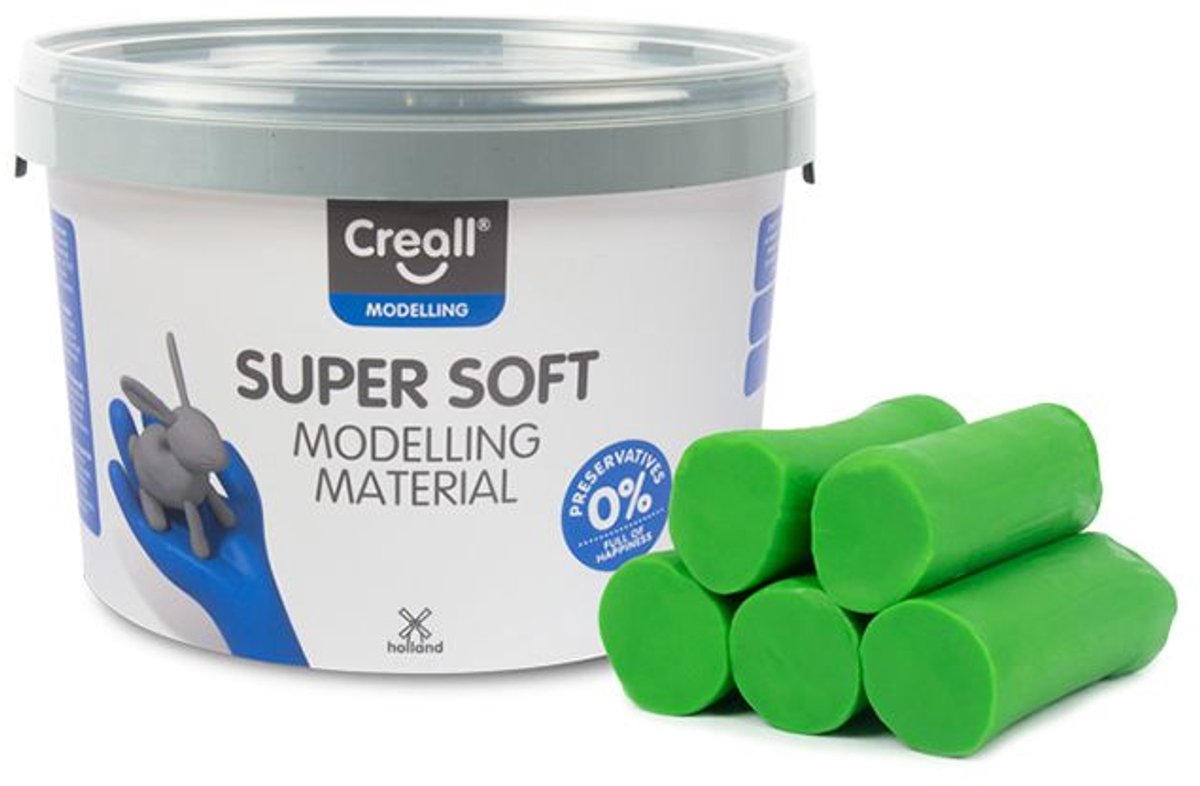 Creall Supersoft boetseerklei - groen - hersluitbare emmer - 1750 gram - glutenvrij - gemaakt in Nederland — afbeelding 10