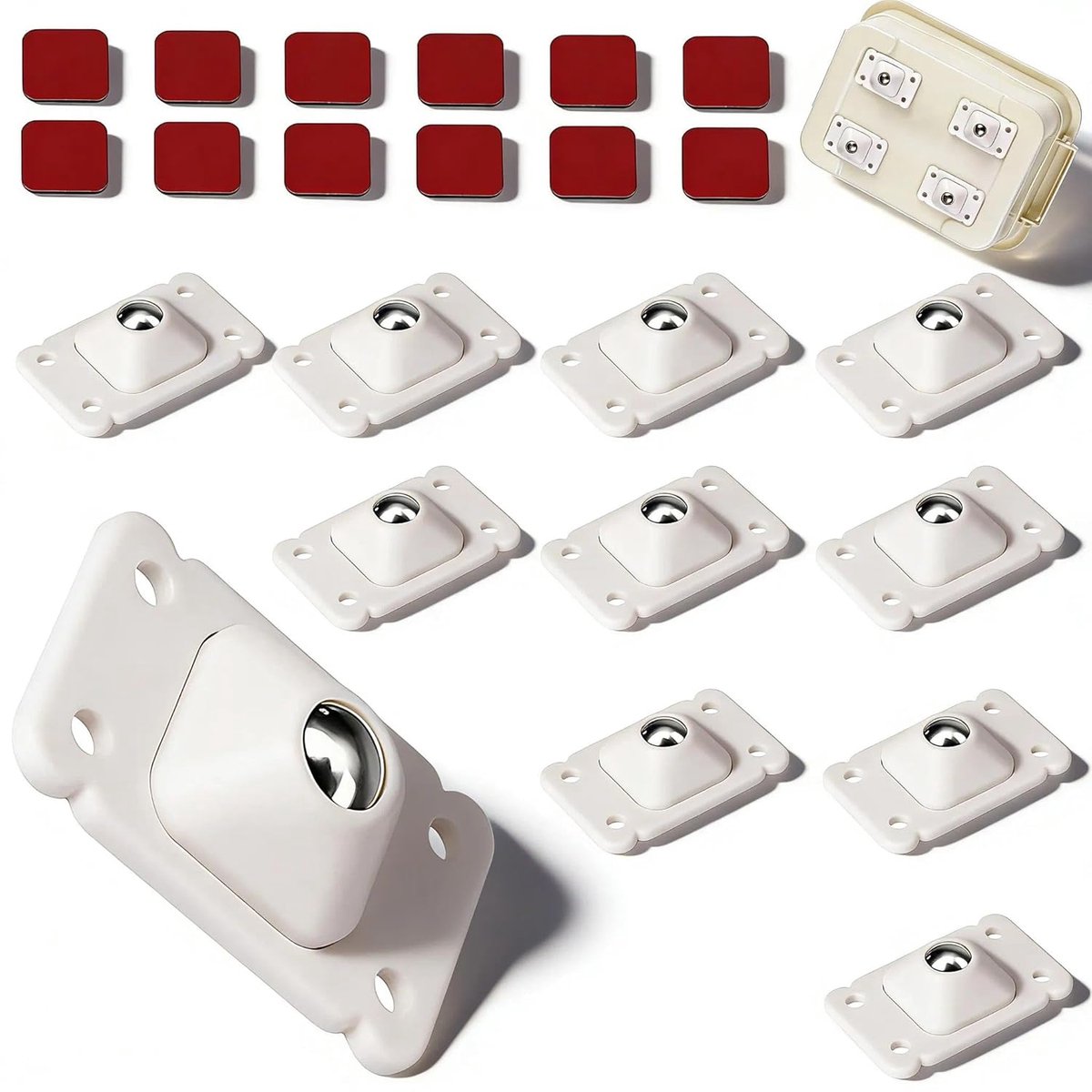 Meubelwieltjes - Kleine Rollen - Apparaten Verplaatsen - 360 Graden Draaibaar - 45 x 28 mm - Wit