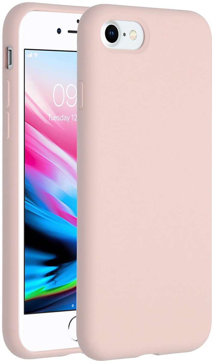 iPhone 8 hoesje - iPhone 7 hoesje - iPhone SE 2020 hoesje - hoesje iPhone SE 2020 - hoesje iPhone 8 - hoesje iPhone 7 - Siliconen hoesje - Roze - Accezz Liquid Silicone Backcover