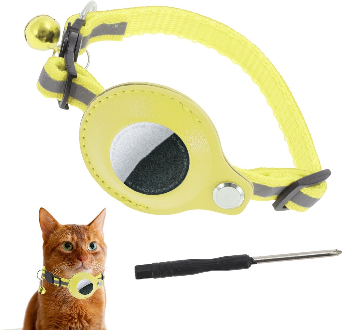 MTTproducts- Halsband Verstelbaar - Kattenhalsband met Reflecterend Element - Polyester - Veiligheidsbel - 22-23 cm - Duurzaam