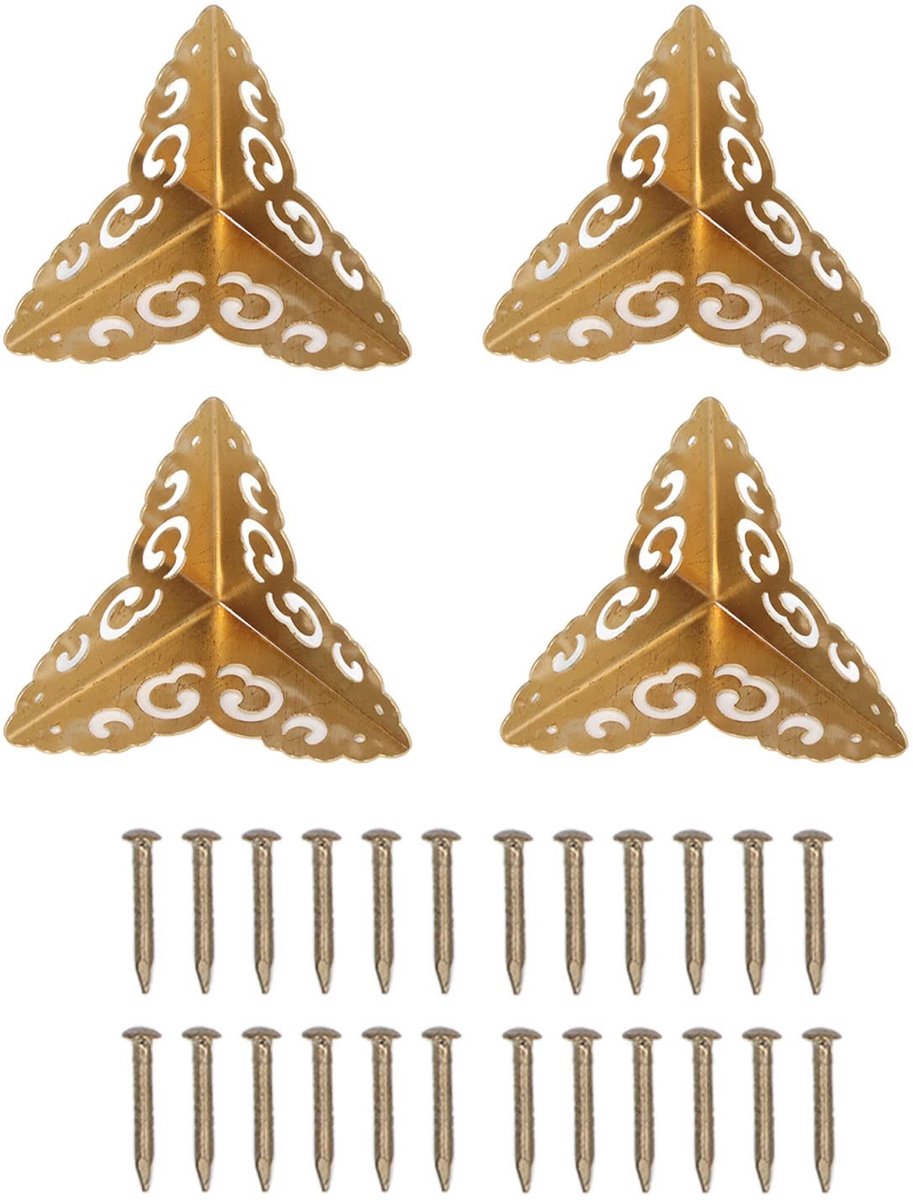 MTTproducts- Hoekbeschermers Messing - Antieke Hoekbeschermers - Sieradendoos Hoeken - Randafdekking - Duurzaam Materiaal - Uniek Ontwerp - Hoekbeschermer