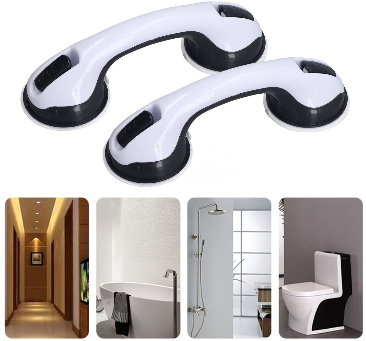 MTTproducts- Douchehandgreep Set van 2 - 12 Inch - Antislip - Zuignap - Veiligheidsbeugel - Stevig en Duurzaam - Badhandgreep