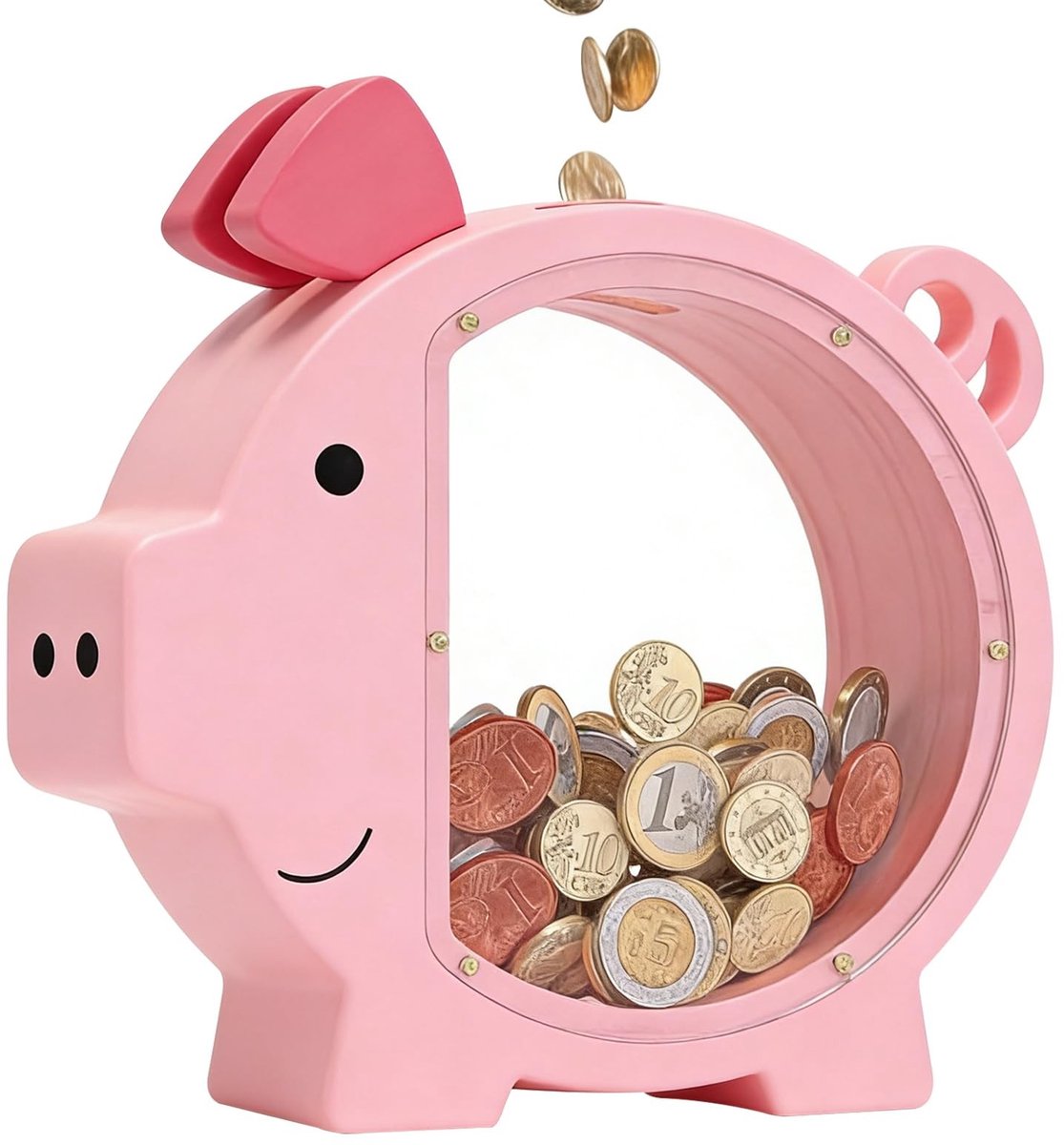 MTTproducts- Spaarpot Gepersonaliseerd - Spaarvarken Hout - Doorzichtig - Kinderverjaardagscadeau - Inschrijvingscadeau - Voor Munten en Contant Geld