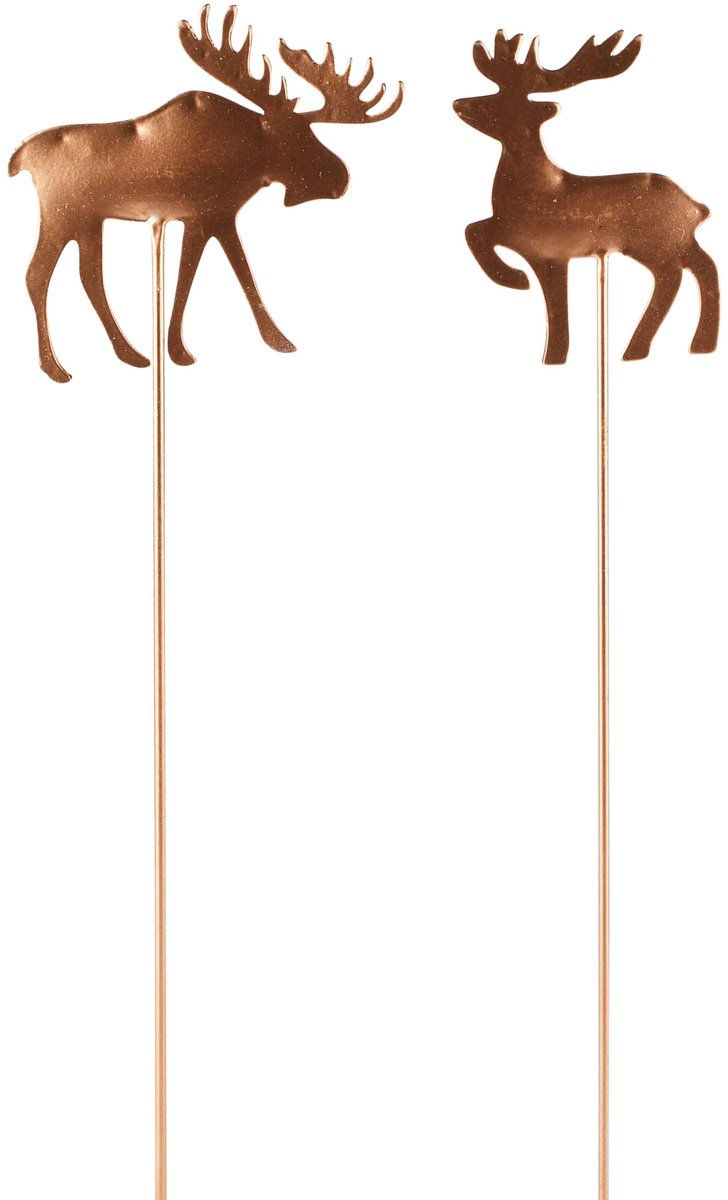 Dekoratief | Tuinprikker eland, brons, metaal, 10x1x32cm, set van 2 stuks | A268064