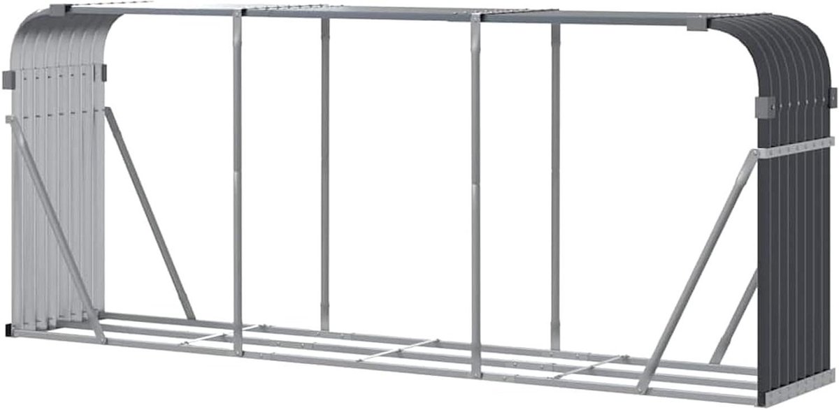 Houten mand - Brandhouthouder opslag - Opslag open haard - Goede ventilatie - 234 x 45 x 100 cm - Antraciet