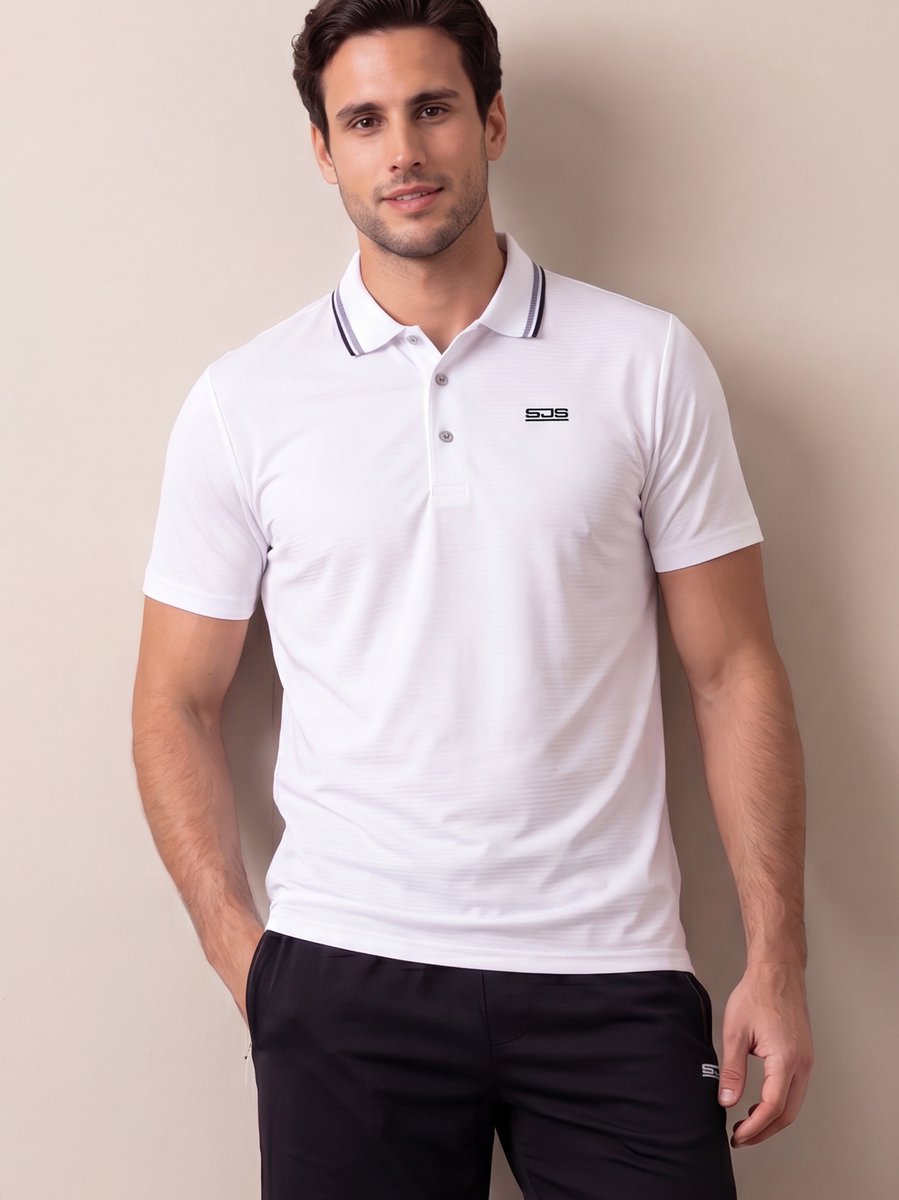 Sjeng Sports TORINO Poloshirt Mannen - Tennis Polo's Mannen - Real White - Maat: L - 100% polyester