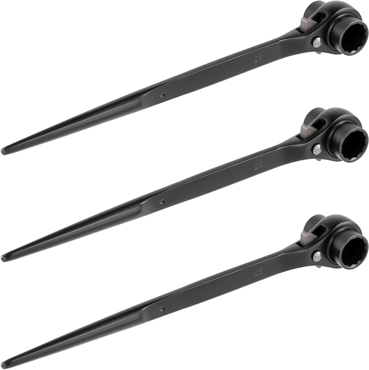 Scaffolding ratchet-wrench-set - switchable ratchet-wrench voor scaffolding constructie - 3 stukken - 19/22 mm - zwart