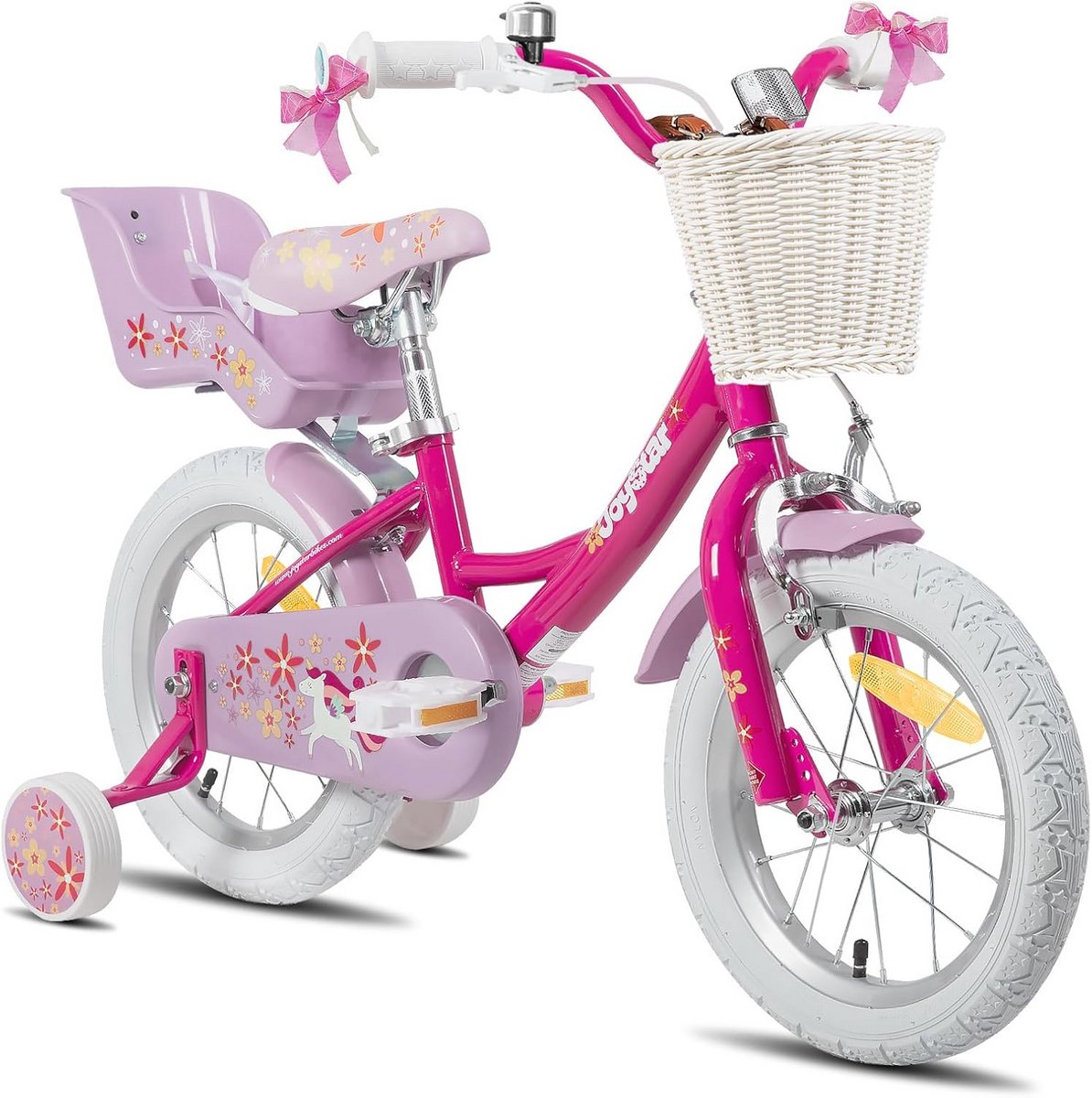 Kinderfiets voor meisjes 12-18 inch met zijwieltjes, mand en polszitje