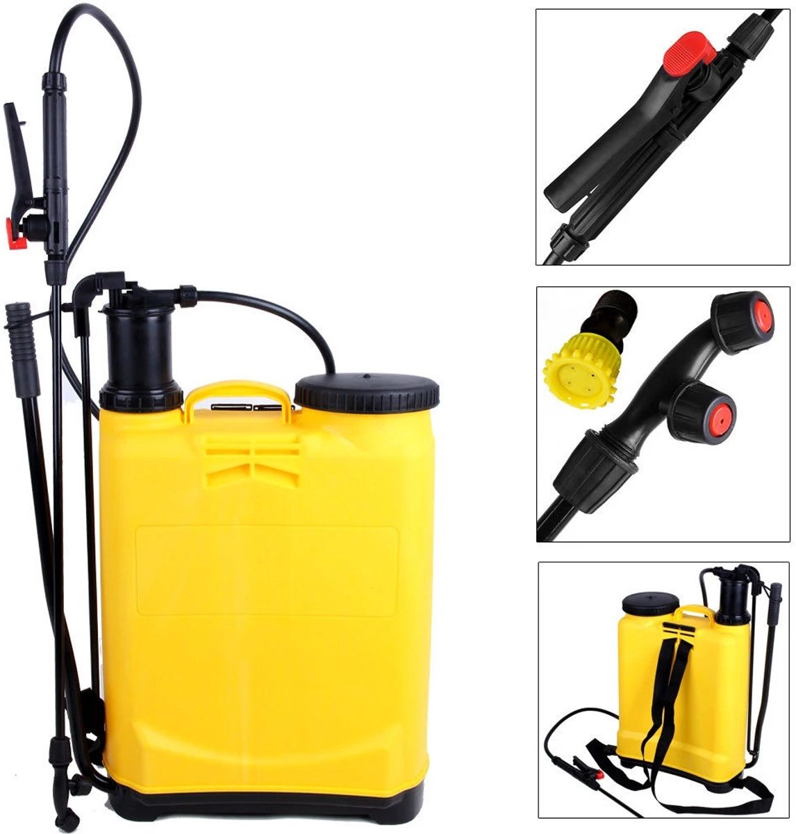 Dailygoods Drukspuit Plantensproeier Rugzaksproeier 16 liter Ergonomisch gevormde pomphendel met achtergedeelte