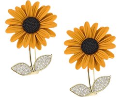 Pack of 2 Flower Brooches, Sunflower Brooches, Sunflower Brooches, Cute Small Brooches Rhinestone Brooch for Party, Banquet, Dinner, Daily Wear, Birthdays, Women and Girls (Gold, 2, Metal