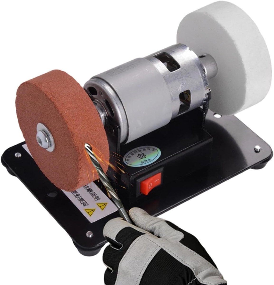 Tafelslijpmachine - Mini polijstmachine - Metaalbewerking thuis - Krachtige 100W motor - 7 cm schijf - Zilver