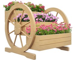 Verrijdbare Houten Plantenbak op Verhoogde Poten met Drie Niveaus