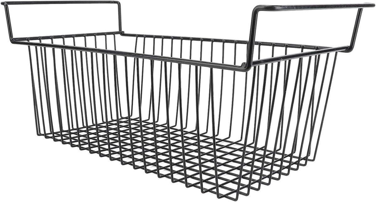 Vriezer Organizer Bakken - Opbergmand Koelkast - Keuken Ordenen - Stapelbaar Met Handvat - 63cm Lengte - Zwart