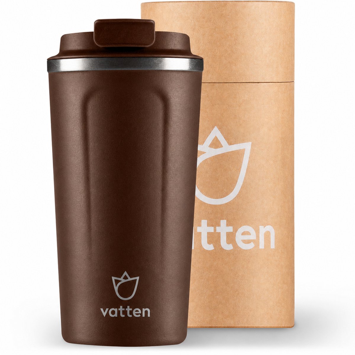 Vatten Thermosbeker - Koffiebeker - Travel Mug - Donkerbruin - 500ml - Theebeker